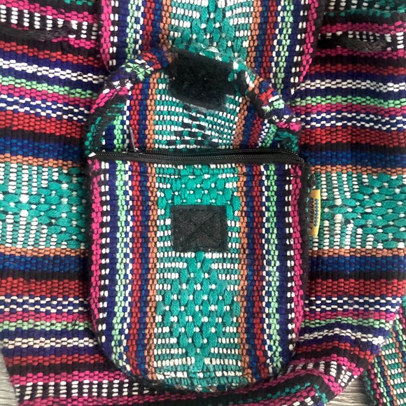 Artesanias Pinzon Backpack Bag Multicolor Boho Woven Baja Travel Vacation Mexico - Picture 4 of 13